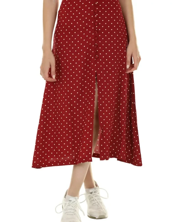 Falda midi vino de lunares con abertura de Tisess