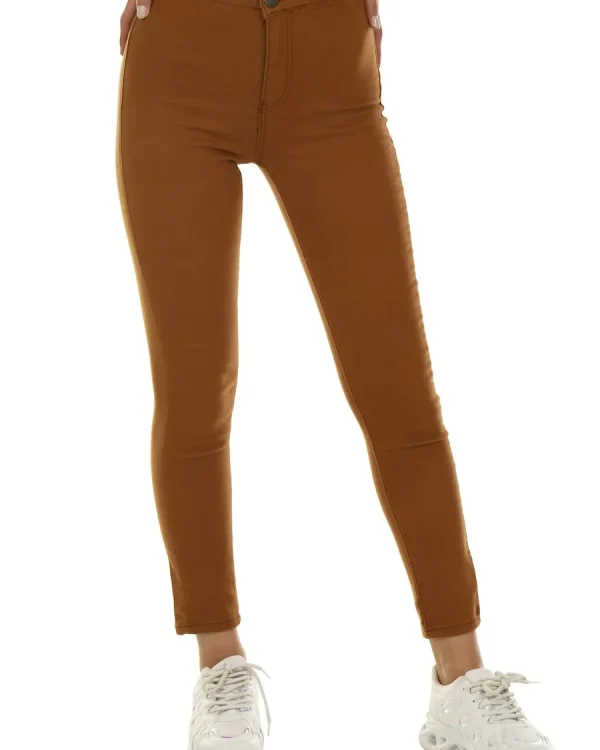 Pantalón recto color camel para mujer de Tisess
